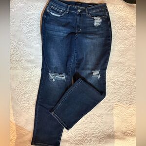 Judy Blue Dark Wash Distressed Skinny Jeans
